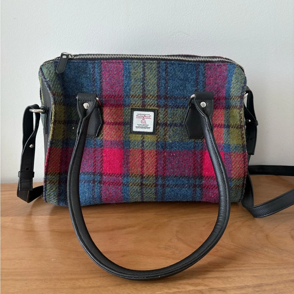 Maccessori Harris Tweed Wool Tartan Plaid Satchel Bag  Purse